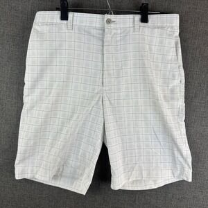 PGA TOUR Mens‎ Size 34 Plaid Golf Shorts White Gray Performance Stretch